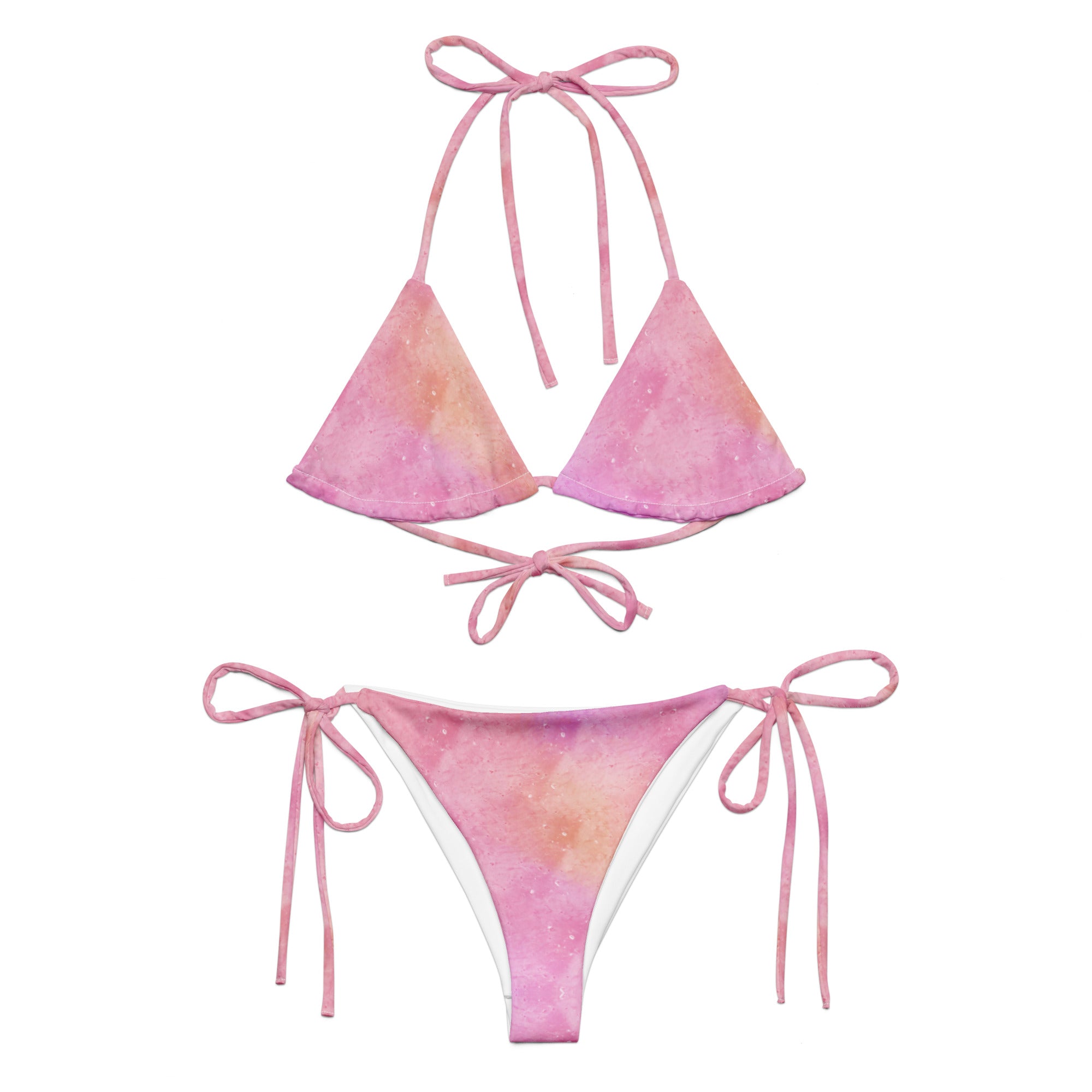 Pink Cute All-over print string bikini
